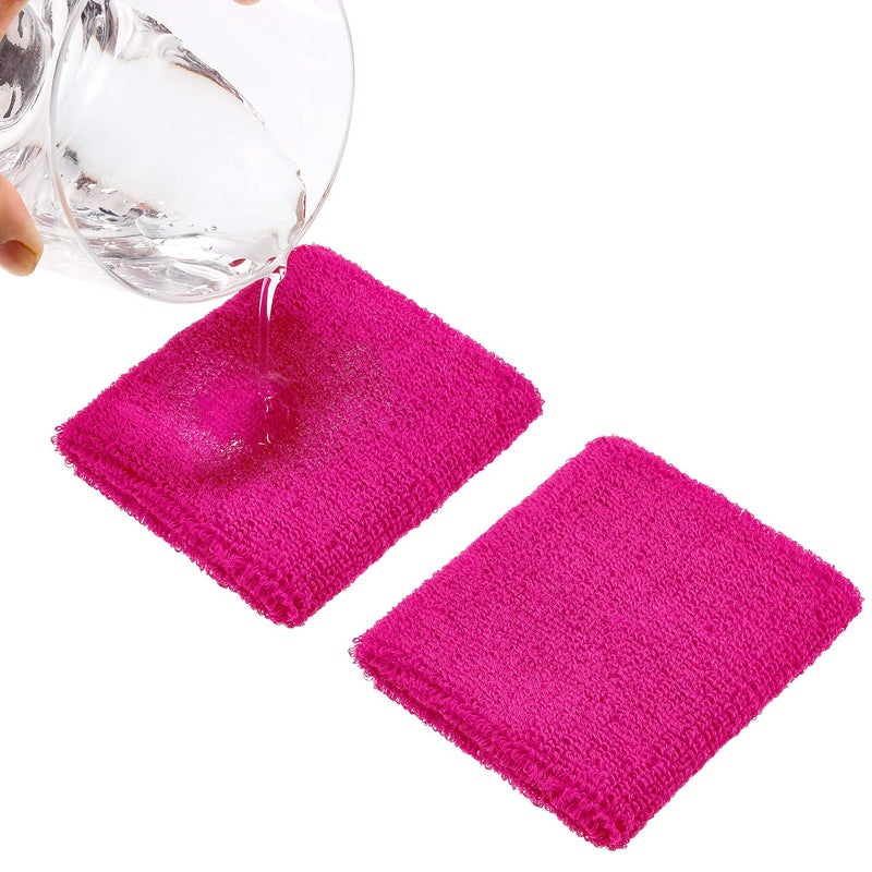Bememo 6 Pcs Neon Sports Sweatbands Set Paris Sports Competitions Sweatbands 2 Headband 4 Wristbands Breathable Terry Cloth Athletic Bands for Basketball Tennis Costumes Cosplay(Hot Pink) - Image 4